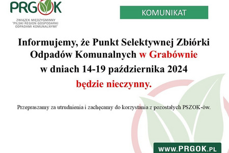 PSZOK Grabówno - dot. informacji o zamknięciu