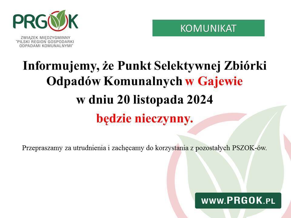 PSZOK Gajewo - informacja