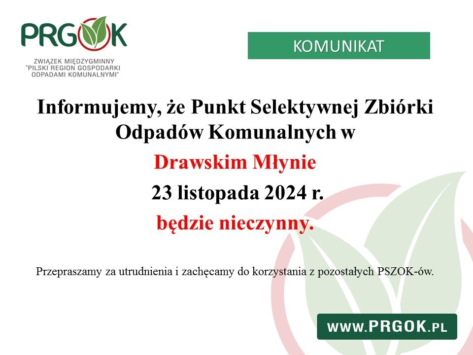 PSZOK Drawski Młyn - informacja