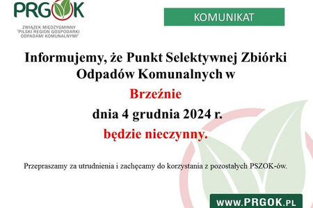 PSZOK Brzeźno - komunikat