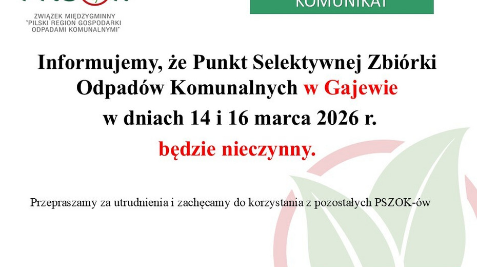 PSZOK Gajewo - informacja 